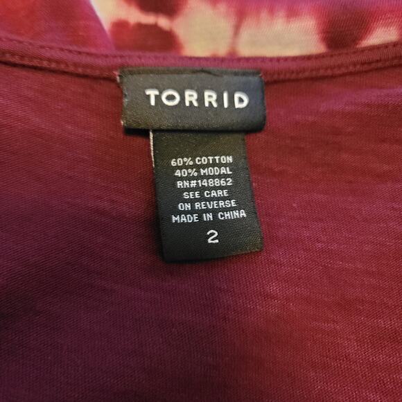 Torrid Magenta Tie Dye Criss Cross Lightweight Summer Fall Spring Front Top 2/2x - Picture 3 of 4